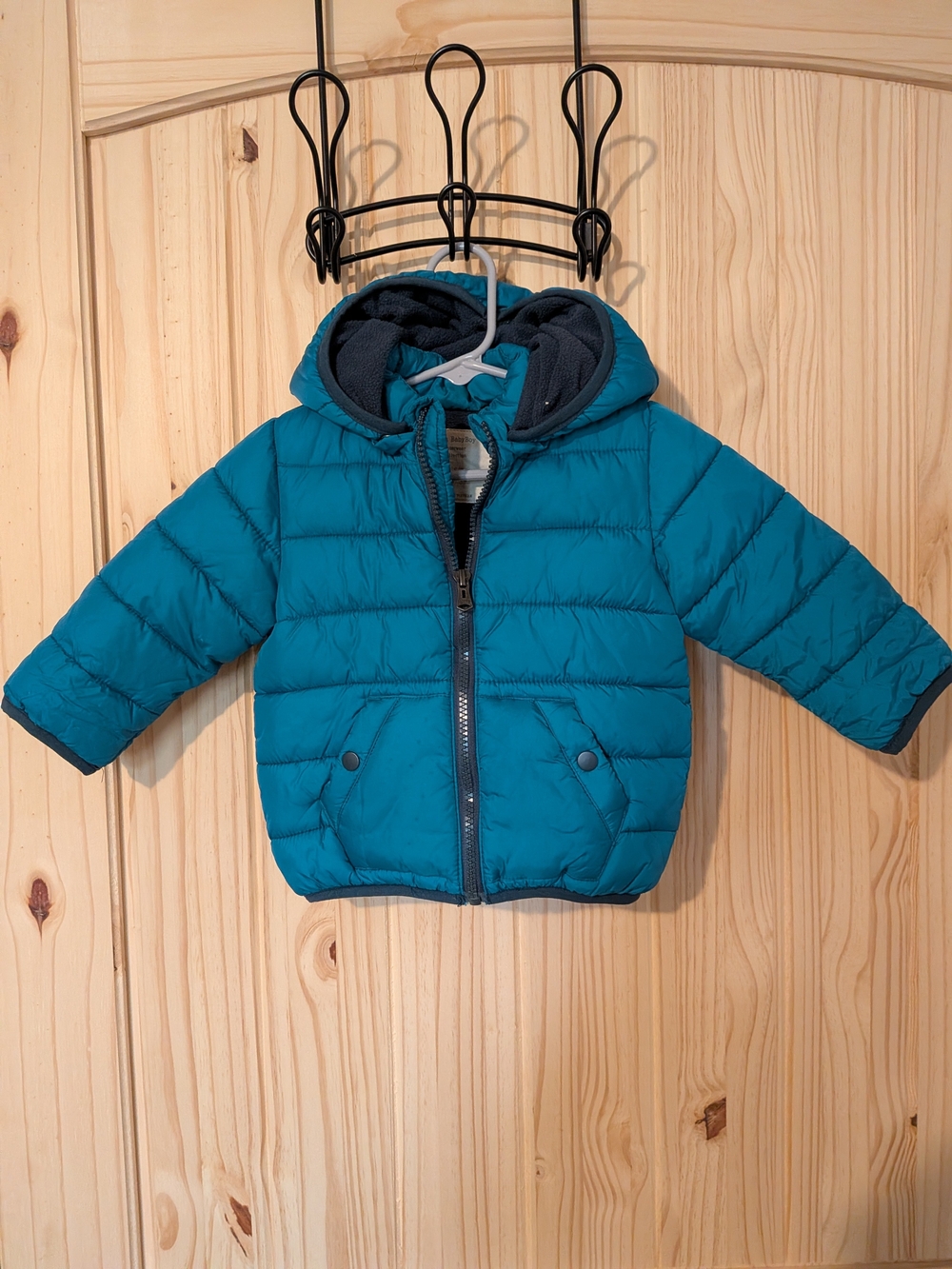 Zara Baby Teal Hooded Puffer Jacket